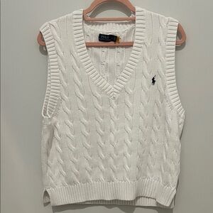 Ralph Lauren Polo Meghan Markle White Cable Knit Vest Size Large